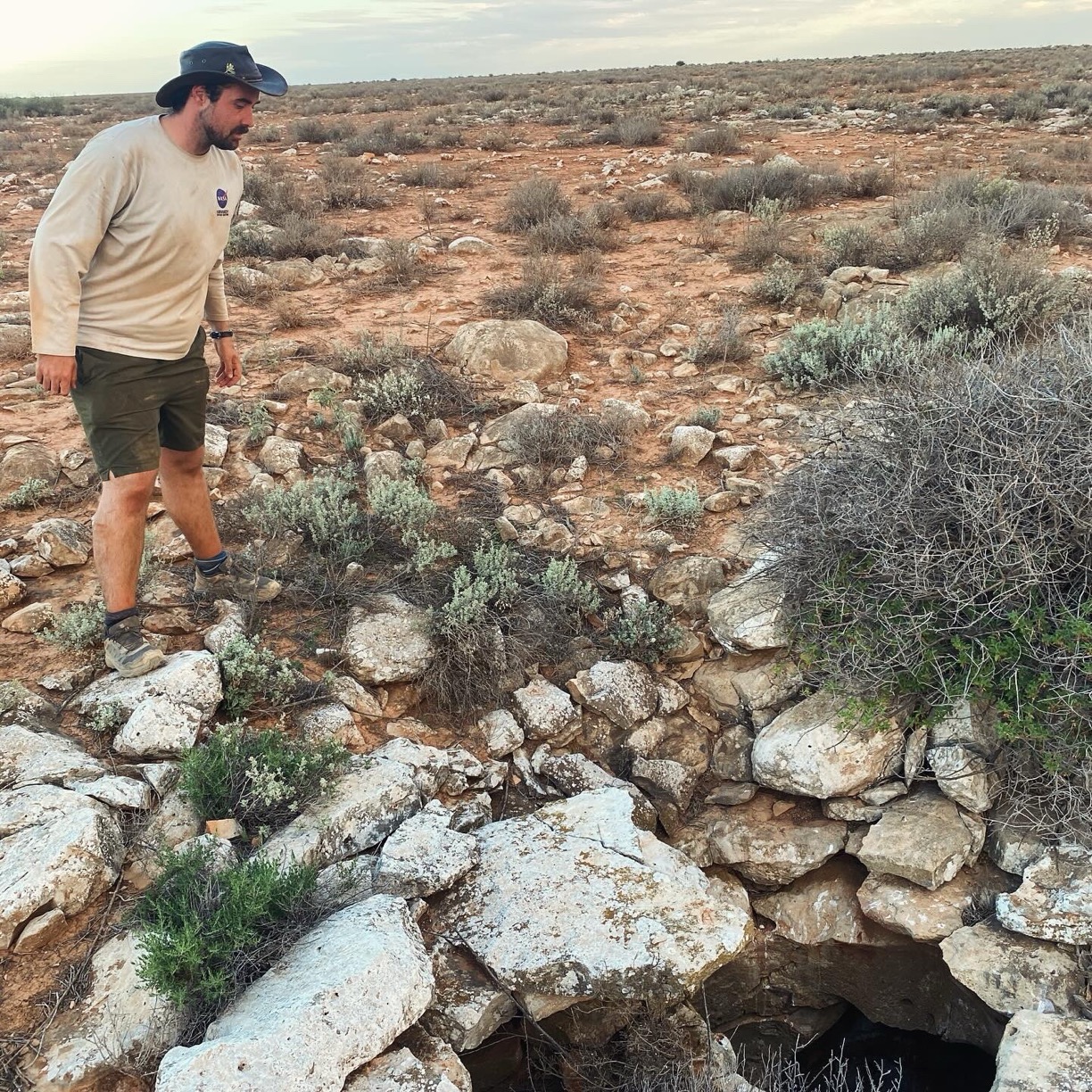 Seamus inspecting Anderson's hole