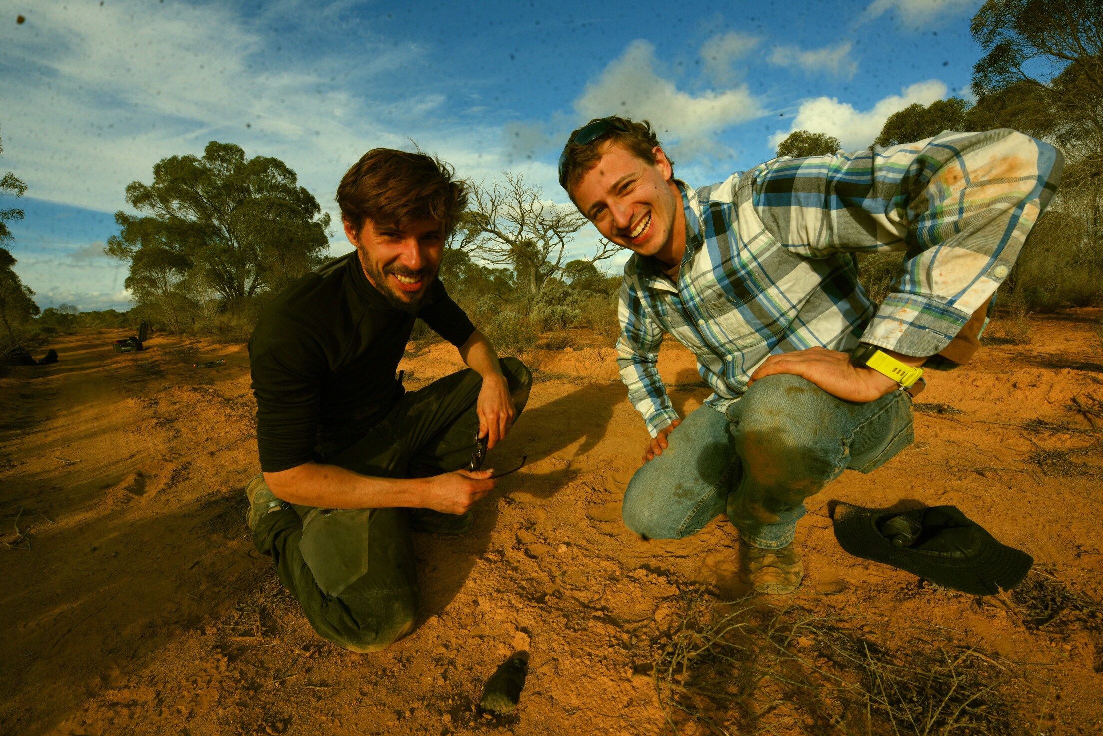 Hadrien Devillepoix & Anthony Lagain in front of their find - credit: Hadrien Devillepoix